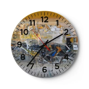 Wall clock - Clock on glass - All Will Work out - 30x30 cm