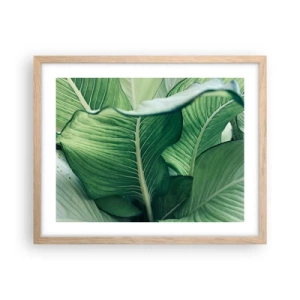 Poster in light oak frame - Life in Intense Green Colour - 50x40 cm