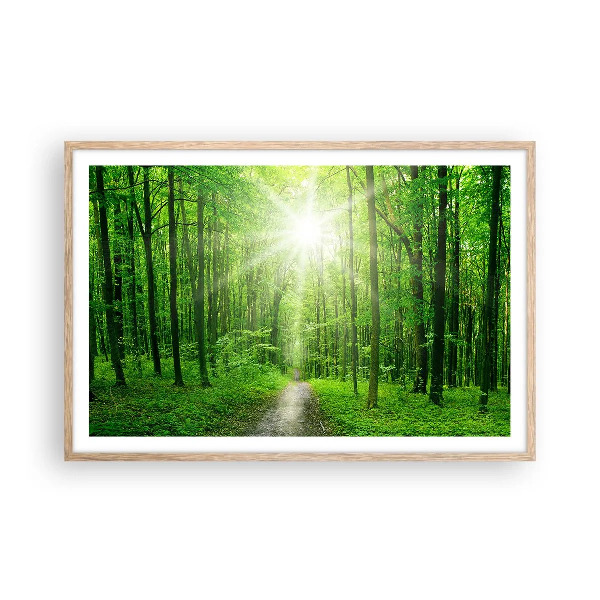 Poster in light oak frame - Green Cathedral - 91x61 cm