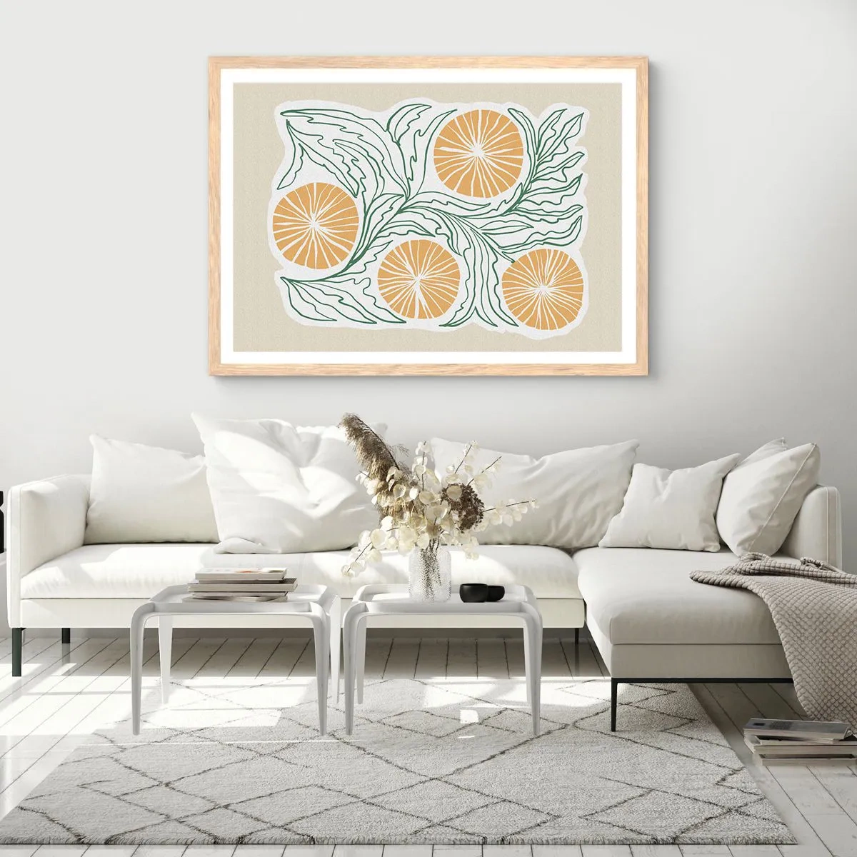 Poster in light oak frame - Ethnic with an Abstract Note - 100x70 cm