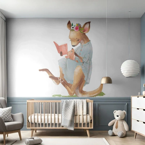 Self-Adhesive Photo Wallpaper Deluxe Sticker - Read to Me, Mum - For children, Kangaroo, Mother With Child - 500x350 cm