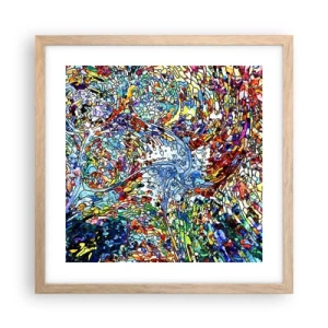 Poster in light oak frame - Stained Glass with Drops - 40x40 cm