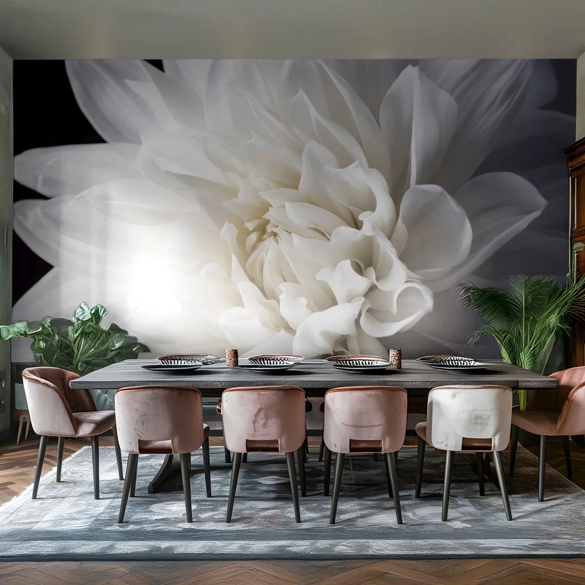 Photo Wallpaper Standard Eco - Bride's Morning - Flower, Dahlia, Nature - 350x256 cm