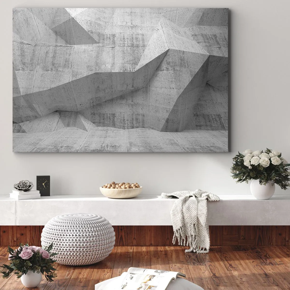 Canvas picture - Geometric concrete forms in gray - 70x50cm - Real Challenge - Modern wall decoration for the living room and bedroom ARTTOR