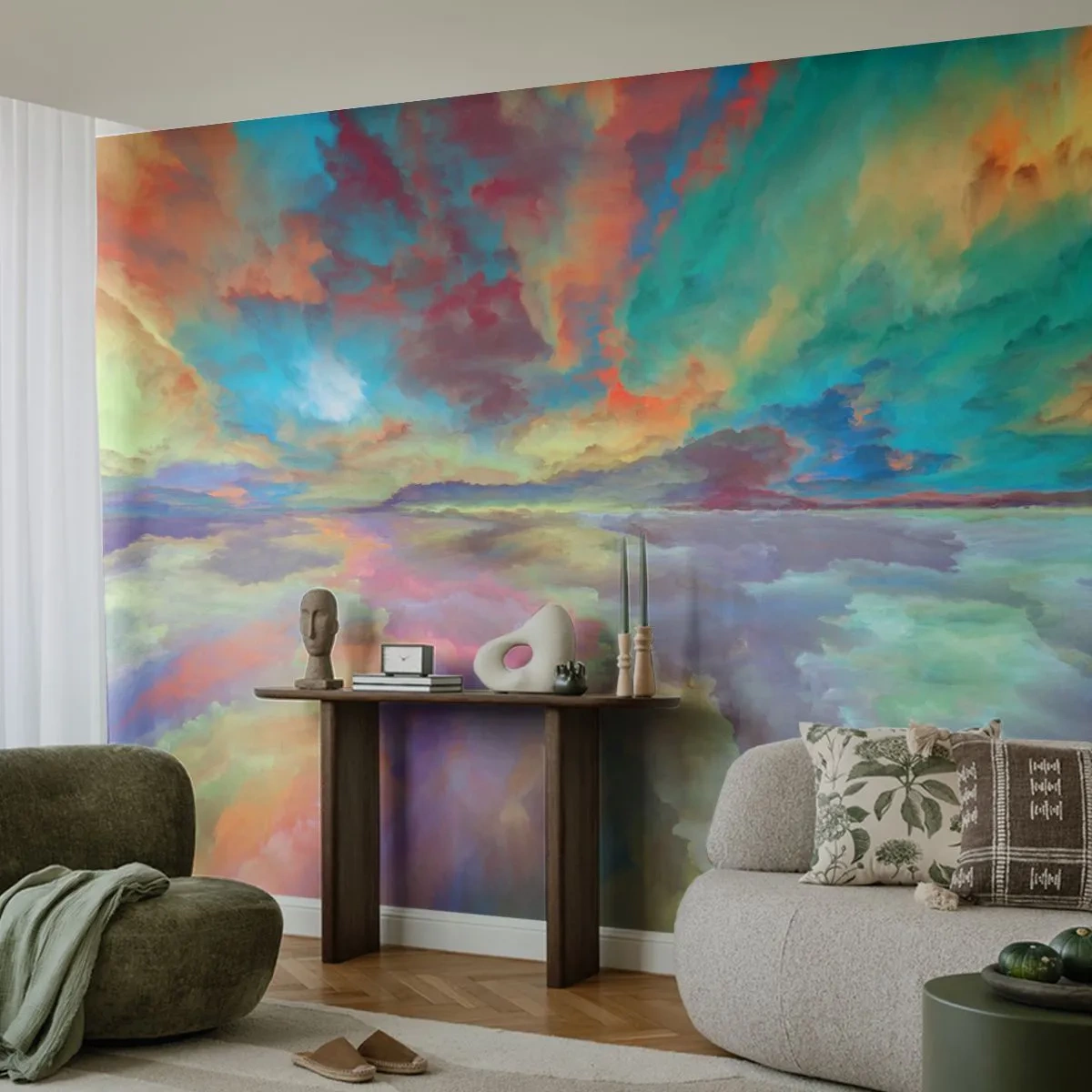 Custom Self-Adhesive Wallpaper Deluxe Sticker - Two Skies - Abstraction, Piece, Surrealism