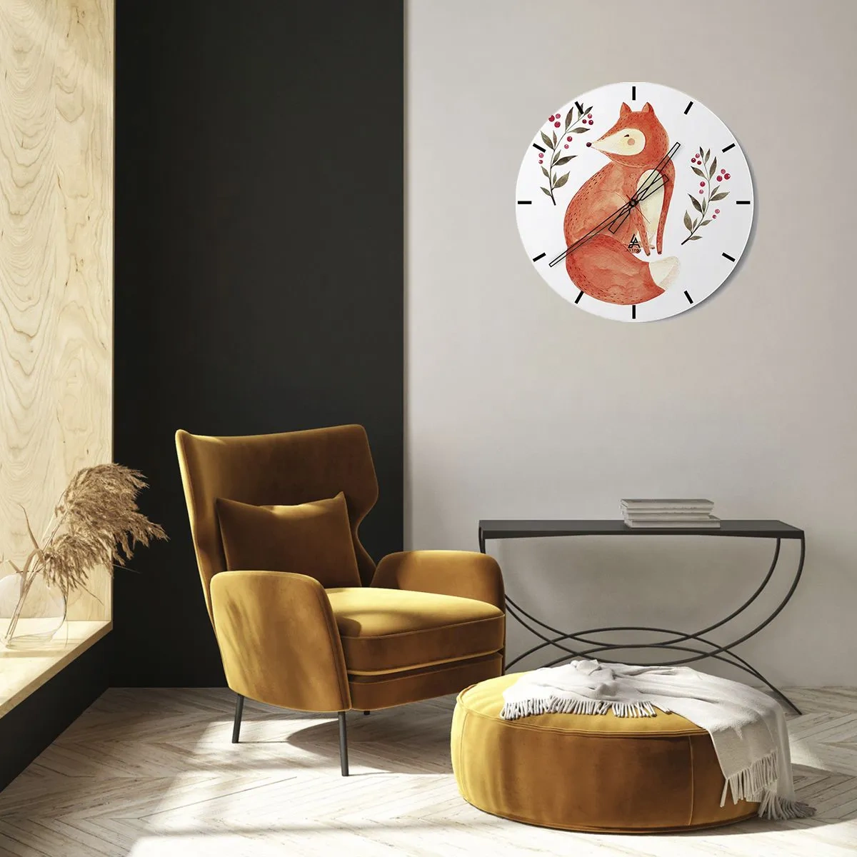 Wall clock - Clock on glass - Small Ginger - 40x40 cm