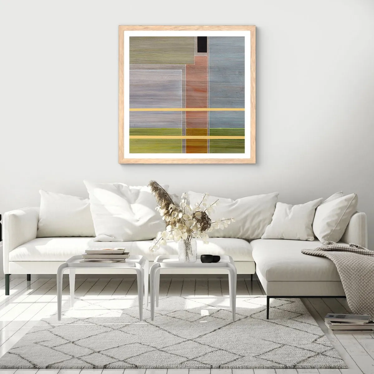Poster in light oak frame - Straight and Calm - 40x40 cm