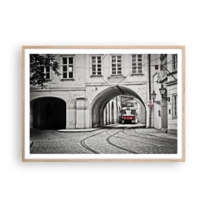 Poster in light oak frame - Through City Labirynth - 100x70 cm