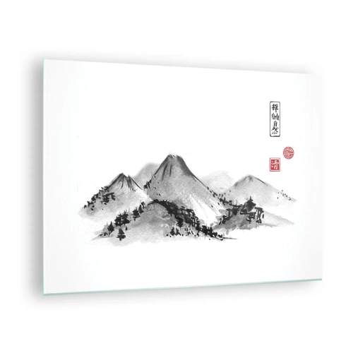 Glass picture - minimalist mountain landscape in an oriental style - 70x50cm - Further and Further - Modern wall decoration for the living room and bedroom ARTTOR