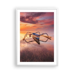 Poster in white frmae - Tranquility of Tropical Evening - 50x70 cm