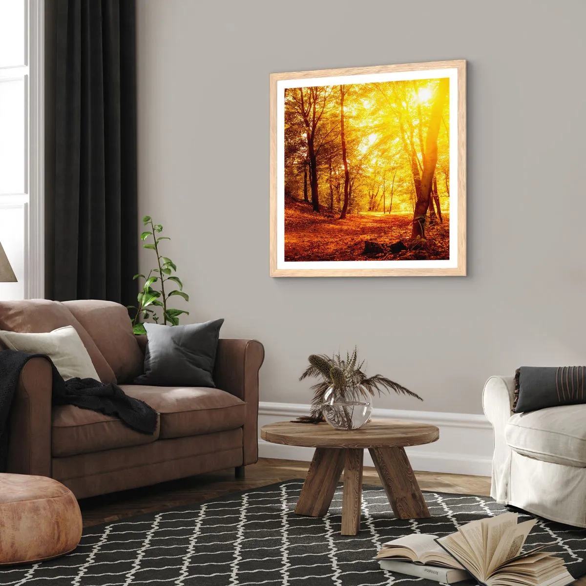 Poster in light oak frame - Towards Golden Plain - 50x50 cm