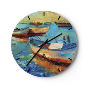 Wall clock - Clock on glass - In a Southern Bay - 40x40 cm