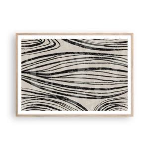 Poster in light oak frame - Spillover of Lines - 100x70 cm