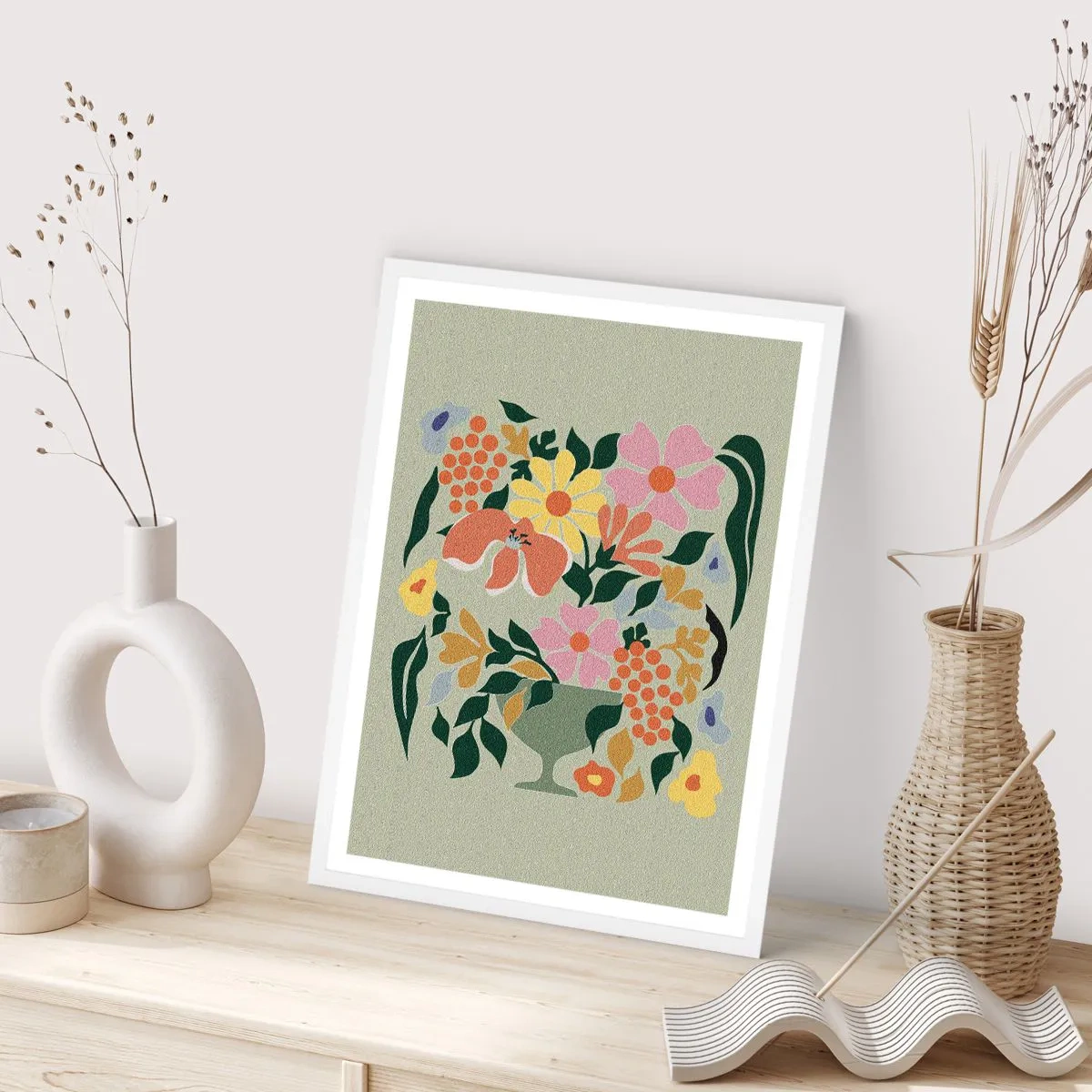 Poster in white frmae - Bouquet Brimming with Life - 70x100 cm