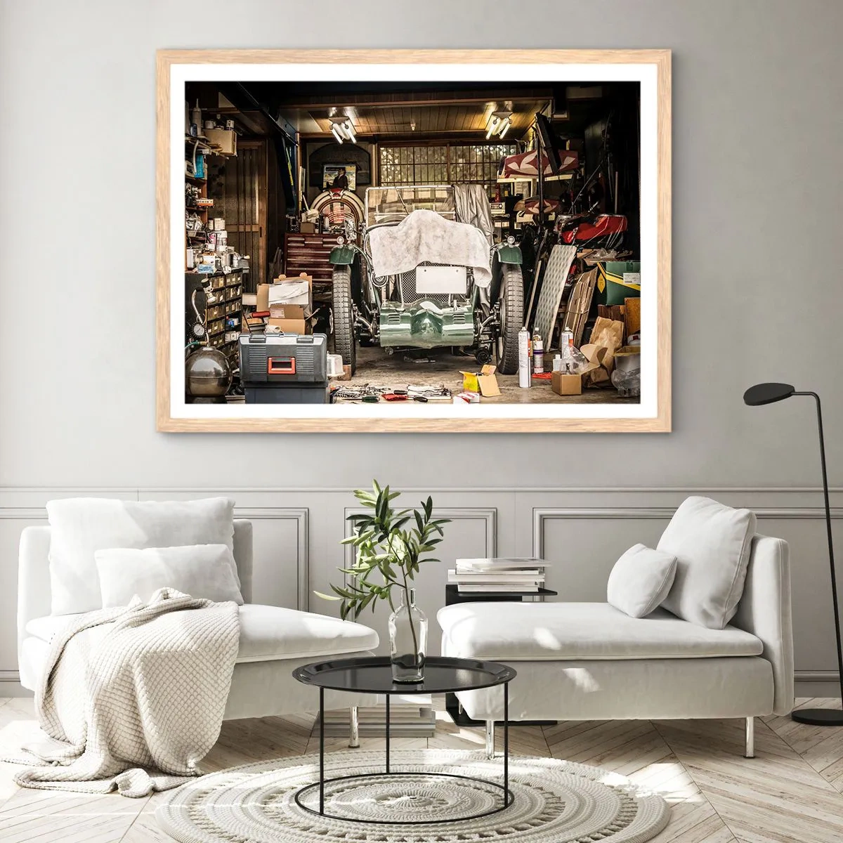 Poster in light oak frame - Back to the Past - 100x70 cm