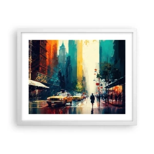 Poster in white frmae - New York - Even Rain Is Colourful - 50x40 cm