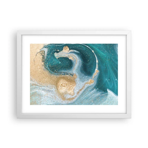 Poster in white frmae - Swirl of Gold and Turquiose - 40x30 cm
