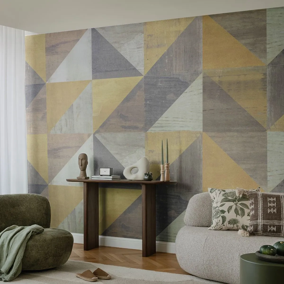 Self-Adhesive Photo Wallpaper Deluxe Sticker - The Art. of Triangles - Abstraction, Piece, Triangles - 250x175 cm