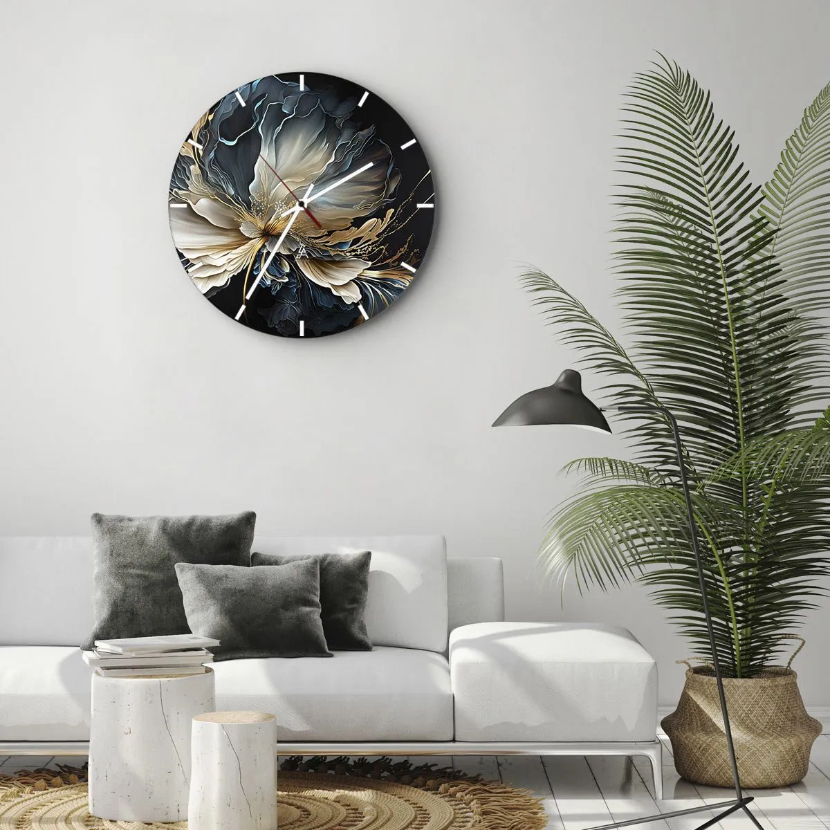 Wall clock - Clock on glass - Fairy Tale World of Ferns - 40x40 cm