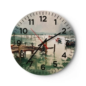 Wall clock - Clock on glass - Coated in Melted Moon - 30x30 cm