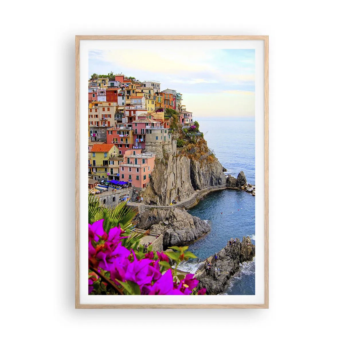 Poster in light oak frame - Laughing City - 70x100 cm