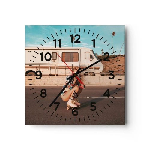 Wall clock - Clock on glass - Smile, Please! - 40x40 cm