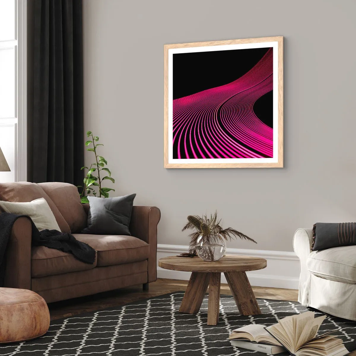 Poster in light oak frame - Alley of Light - 40x40 cm