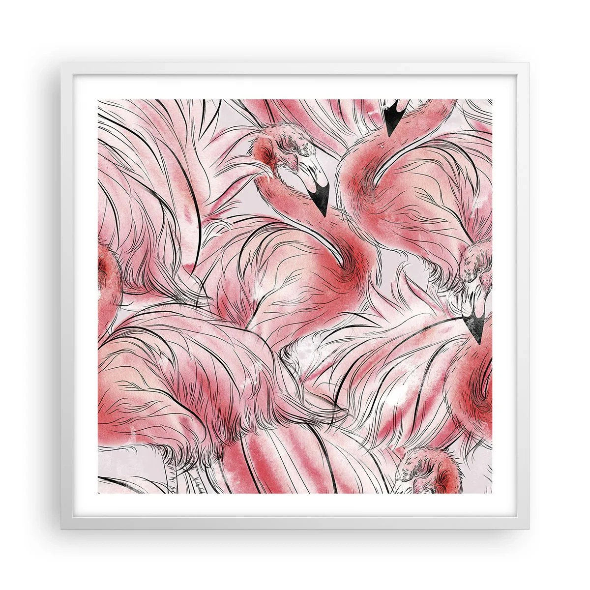 Poster in white frmae - Bird Corps de Ballet - 60x60 cm