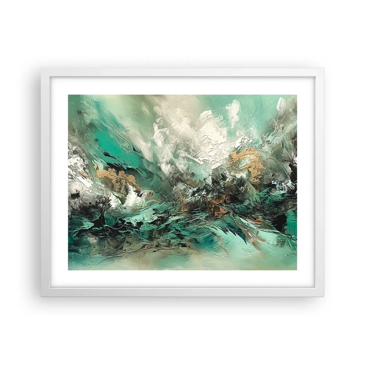 Poster in white frmae - Emerald and Black Lump - 50x40 cm