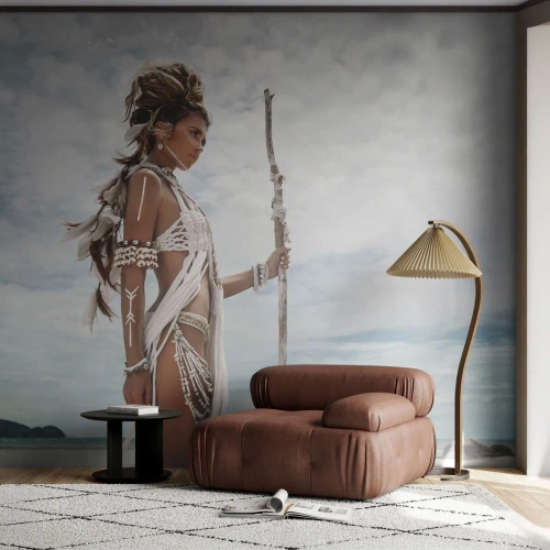 Self-Adhesive Photo Wallpaper Deluxe Sticker - Queen of the Tropics - Woman, Ethnic Dress, Tribe - 450x315 cm