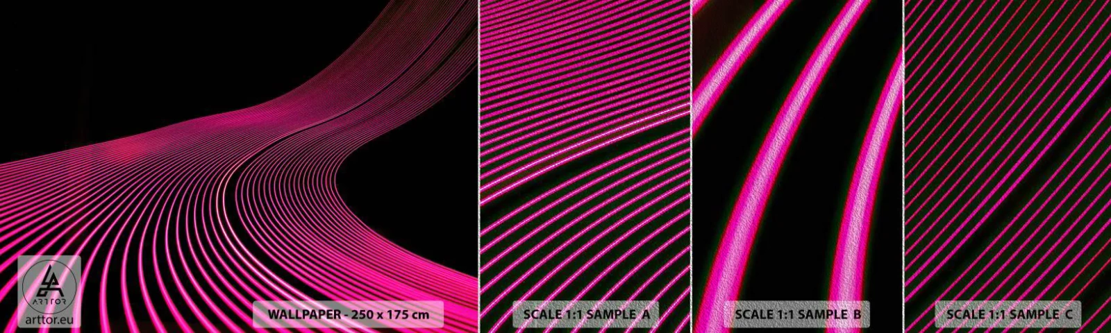 Photo Wallpaper Sample Premium Sand - Alley of Light - Lines, Modern, Neon - 100x30 cm