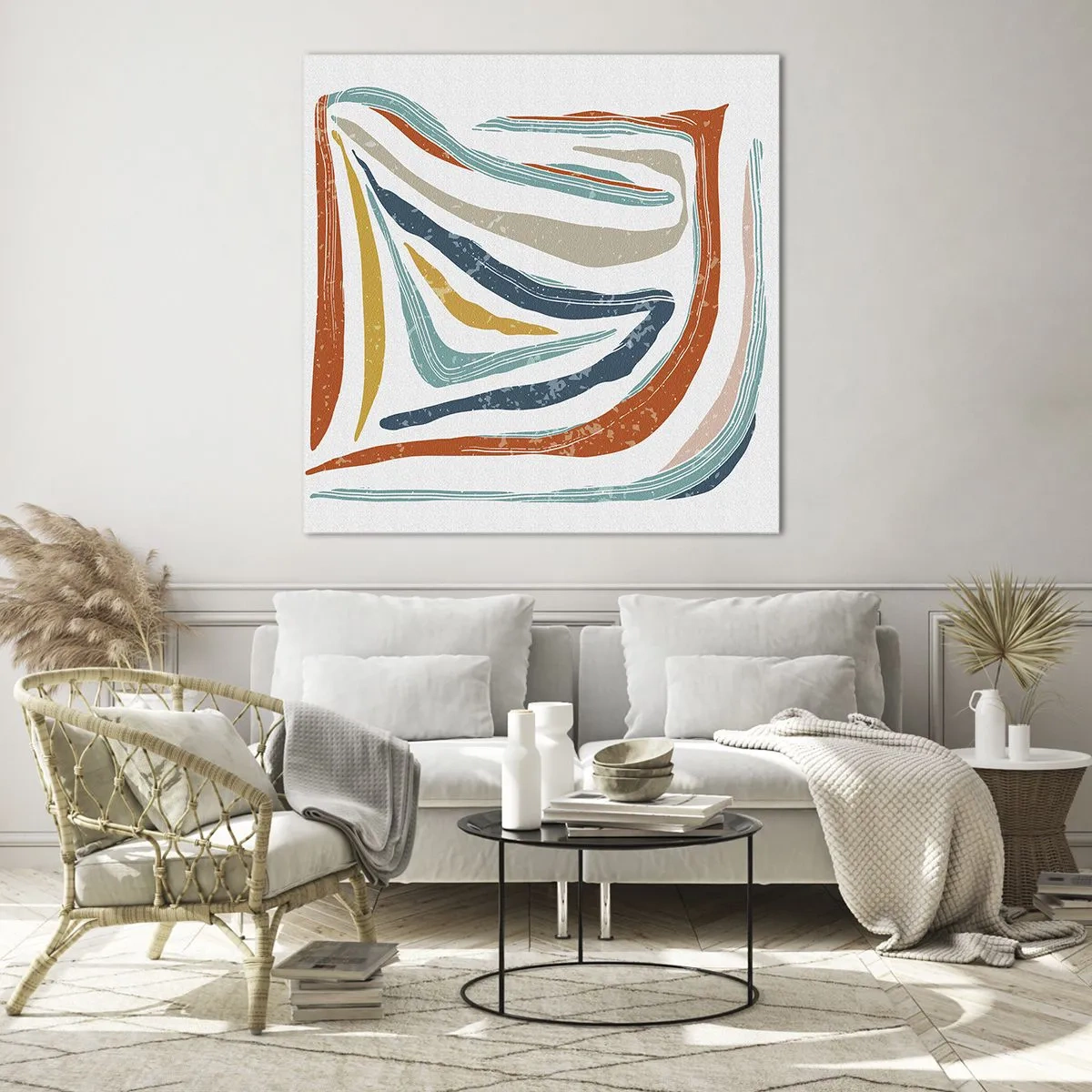 Glass picture - Abstract with a Friendly Smile - 70x70 cm