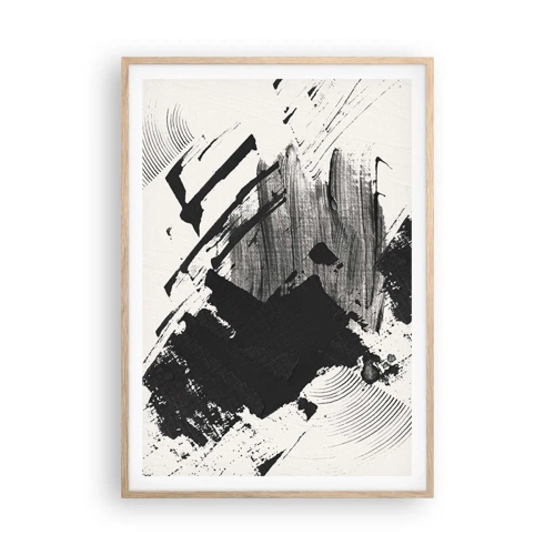 Poster in light oak frame - Abstract - Expression of Black - 70x100 cm