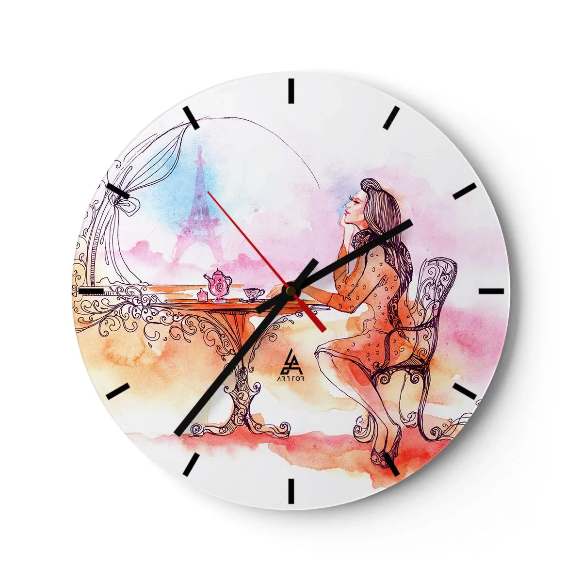 Wall clock - Clock on glass - Parisian Chic - 40x40 cm