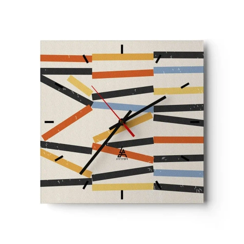 Wall clock - Clock on glass - Horizontal Composition - 40x40 cm