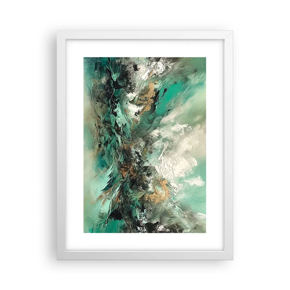 Poster in white frmae - Emerald and Black Lump - 30x40 cm