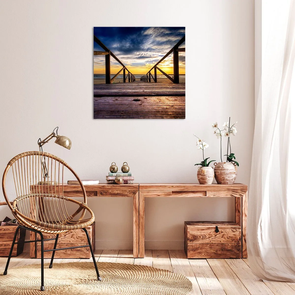 Canvas picture - Straight to a Quiet Beach at Sunset - 40x40 cm