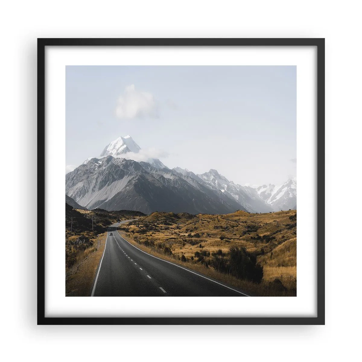Poster in black frame - Road to the Heart of the Mountains - 50x50 cm