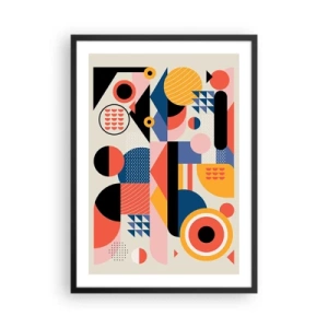 Poster in black frame - Colorful geometric abstraction with dynamic shapes - 50x70cm - Composition: Have Fun - Modern wall decoration for the living room and bedroom ARTTOR
