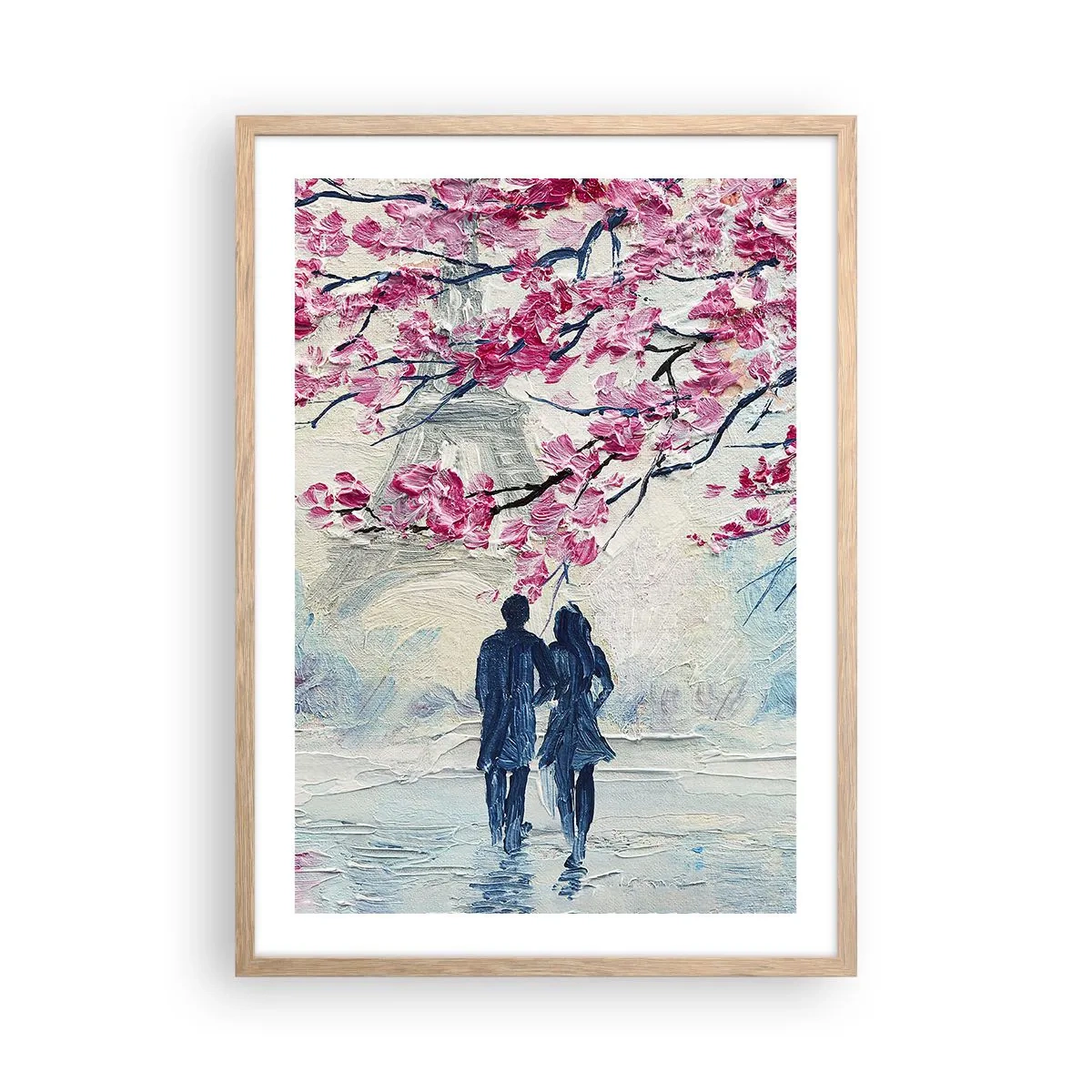 Poster in light oak frame - Romantic Walk - 50x70 cm