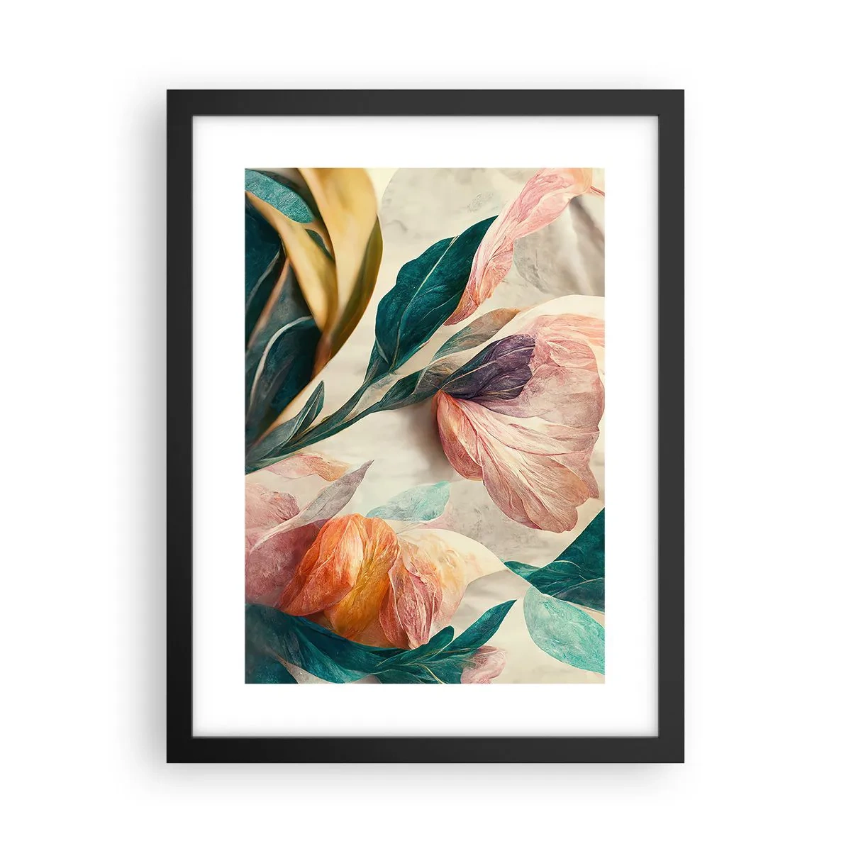 Poster in black frame - Flowers of Southern Islands - 30x40 cm