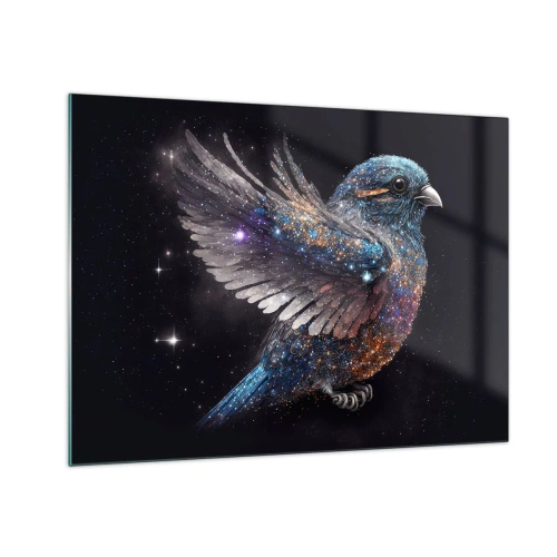 Glass picture - Space Sparrow with Diamond Glitter - 70x50cm - Diamond Sparrow - Modern wall decoration for the living room and bedroom ARTTOR