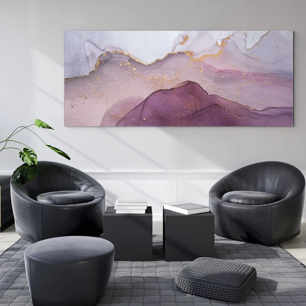 Glass picture - Waves of Violet and Purple - 90x30 cm