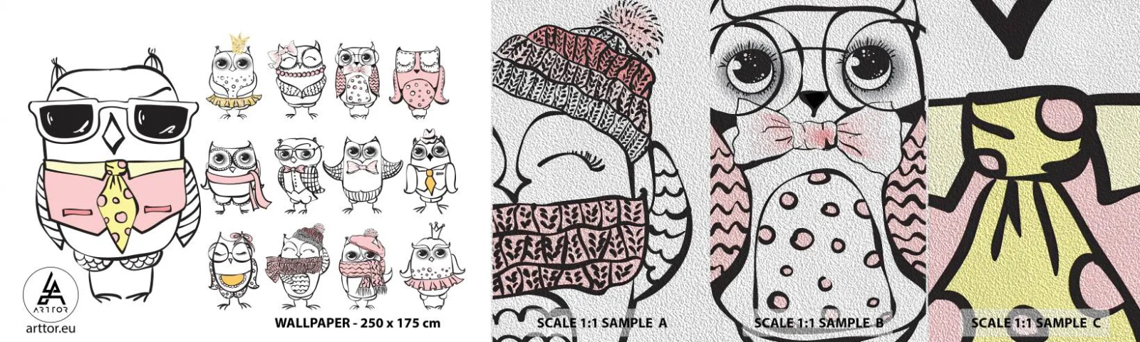 Photo Wallpaper Sample Premium Sand - So Many Roles to Play - For children, Owl, Kids - 100x30 cm