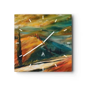 Wall clock - Clock on glass - Tuscan Landscape - 40x40 cm