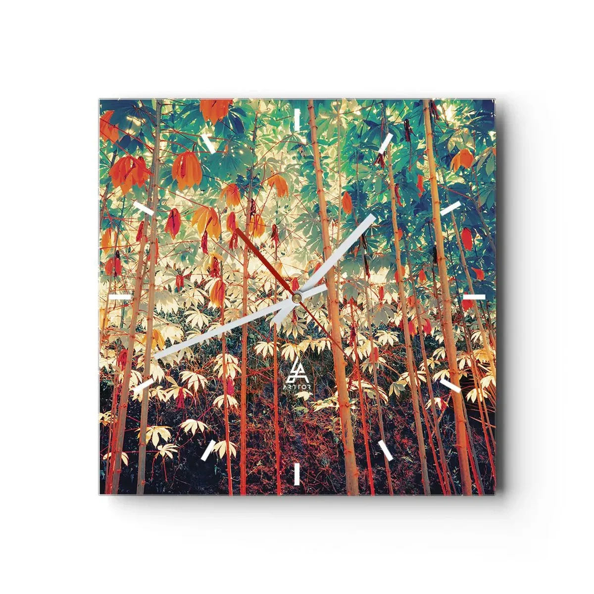 Wall clock - Clock on glass - Secret Life of Leaves - 30x30 cm