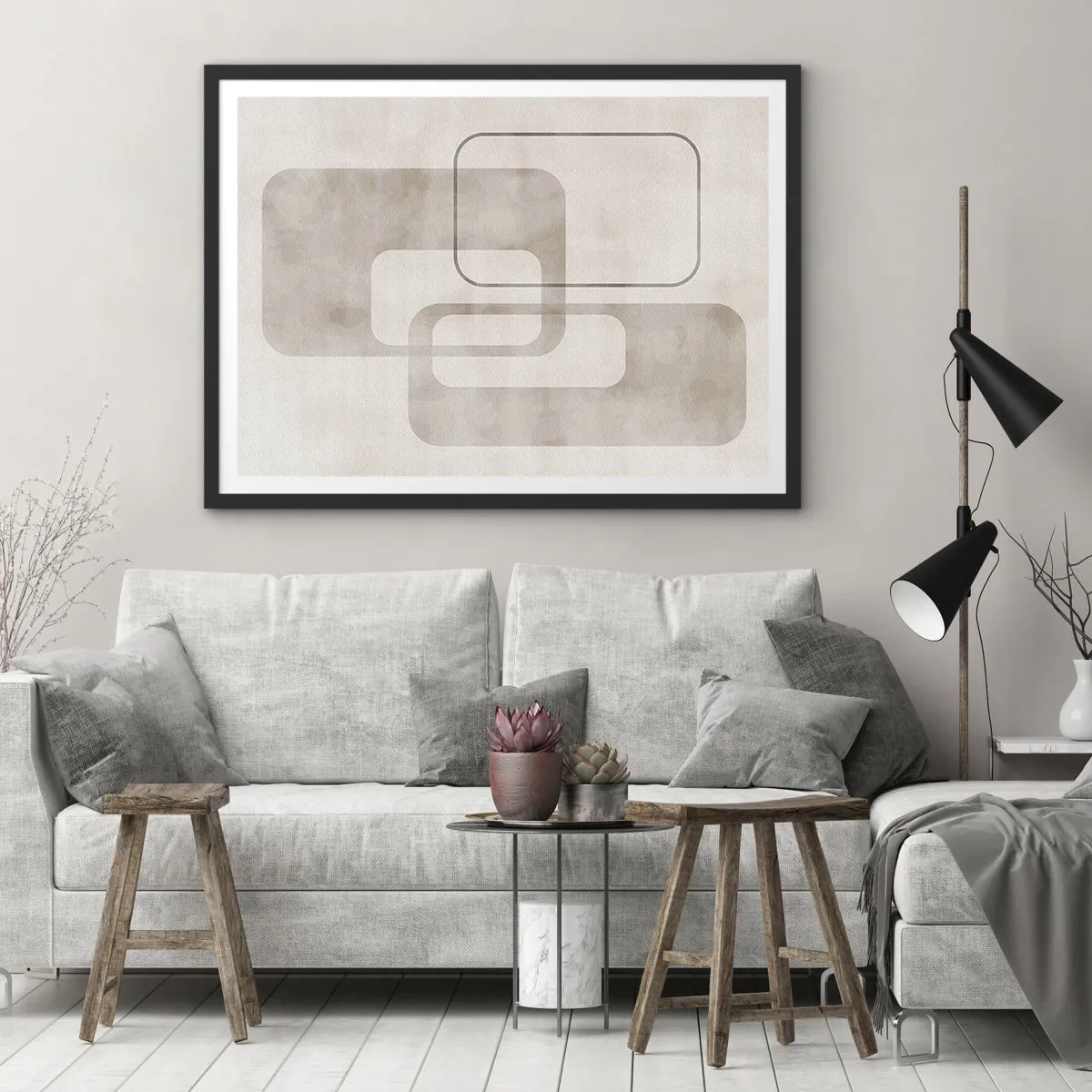 Poster in black frame - Geometrical Grout - 40x30 cm