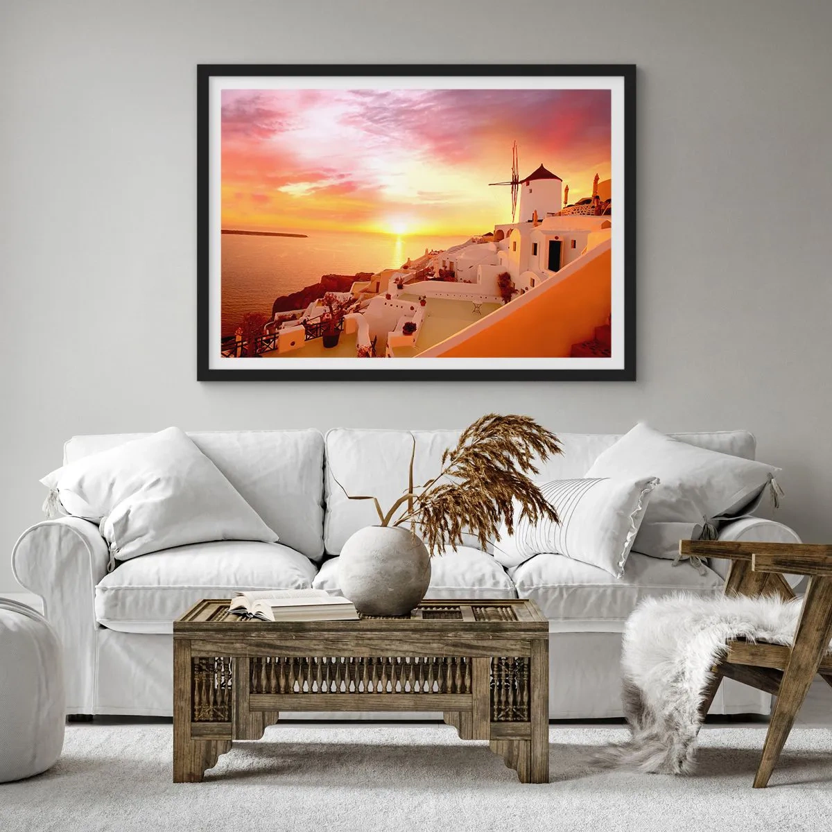 Poster in black frame - Melting in White and Gold - 91x61 cm