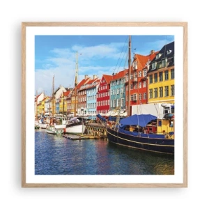 Poster in light oak frame - Joyful Coast - 60x60 cm