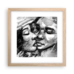 Poster in light oak frame - Tender Moment - 30x30 cm